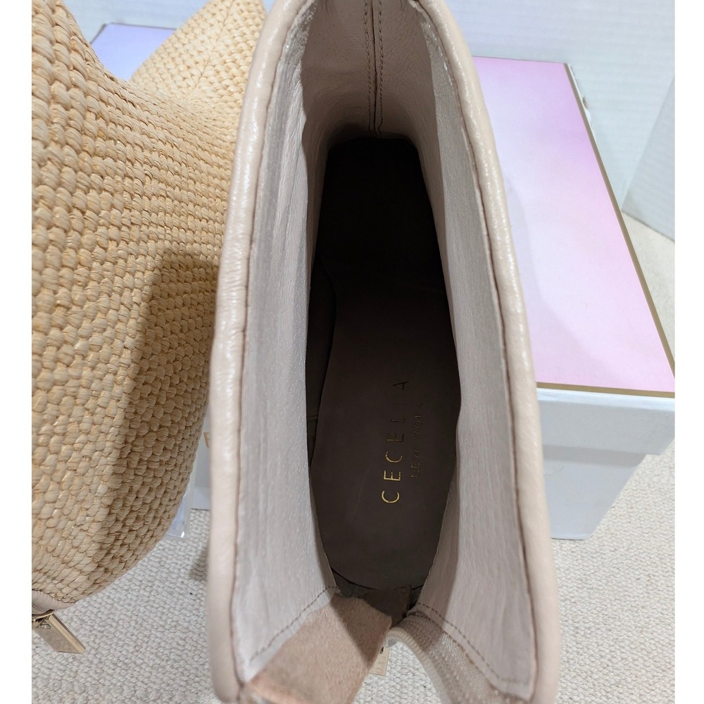 Cecelia New York Natural Woven Pointed Toe Clear Block Heel Bootie 6.5M - Picture 13 of 14